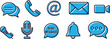© Fahim - Digital communication icons set for email, chat, video, podcast, notifications, and social media interface in modern vector style