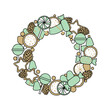 © Yuliya - Decorative holiday wreath with candy and pinecones in pastel colors