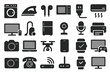 © Kleber - Set of electronic devices and smart home appliances icons in dark gray