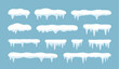 © kolonko - Snow ice vector winter frame effect frozen illustration. Icicle cold frozen frost ice snow cap set.