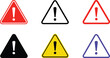 © Hadiul - Colorful warning signs, triangle alert icons, exclamation mark symbols, safety vector illustration, caution clipart, hazard indicators, alert design, signage concept