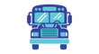 © ASK_Studio - Front view of a blue school bus graphic a simple silhouette