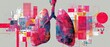 © Fernando - Abstract colorful lungs illustration with geometric shapes, representing respiratory health, pulmonary disease, and innovative medical research