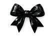 © PNG Kingdom  - Black glossy bow knot on transparent background, symbolizing celebration, gift, sorrow, luxury, and decoration