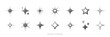 © accogliente - Sparkles star icon set with stipple halftone effect. Twinkling stars with dotted grain texture. Social media elements. Grainy gradient starburst shape collection. Vector illustration art