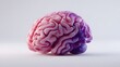 © irawan - Three dimensional rendering of a human cerebrum exhibiting pink and purple coloration sits against a light background