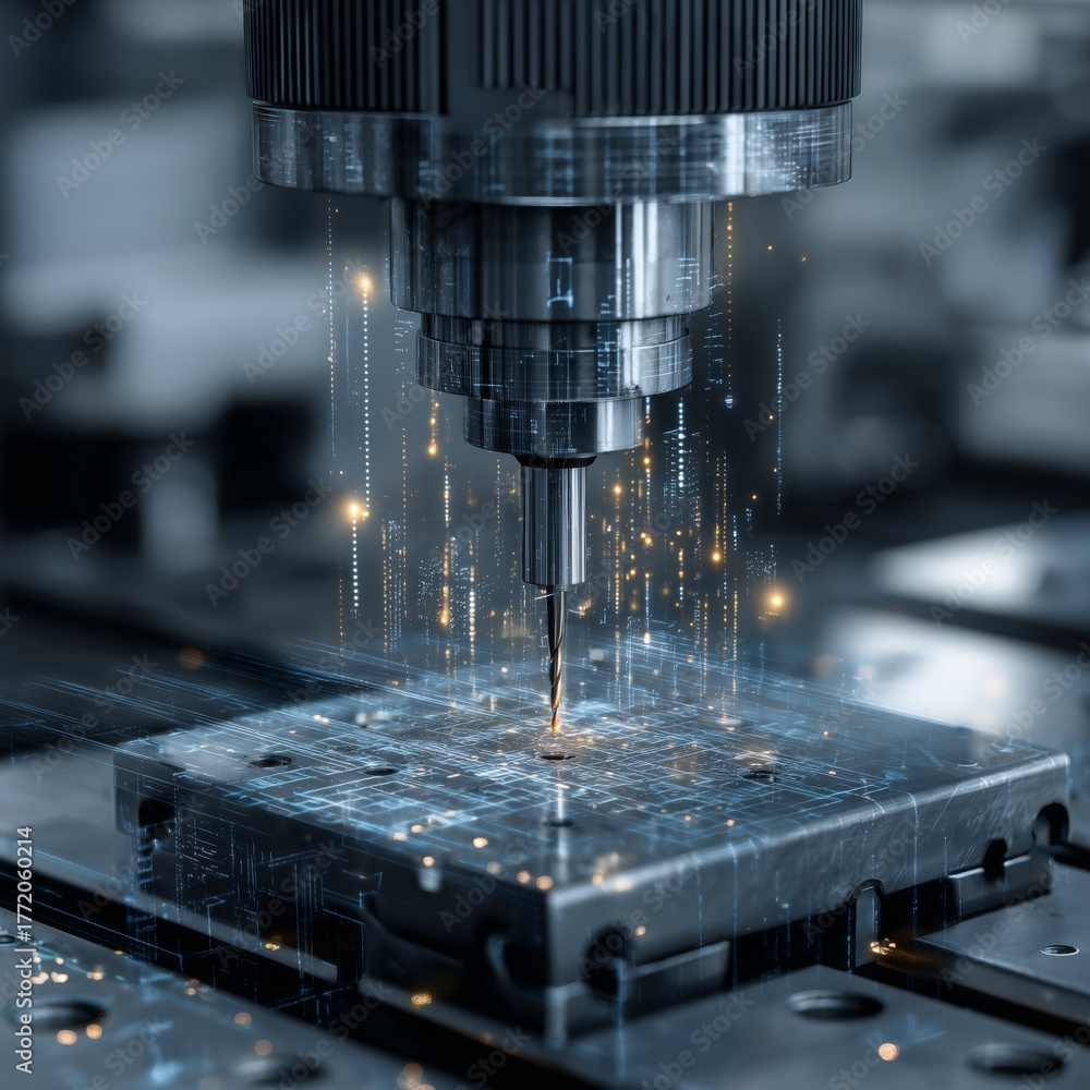 Detailed Exploration of a High-Tech CNC Machine Engaging in Precision ...