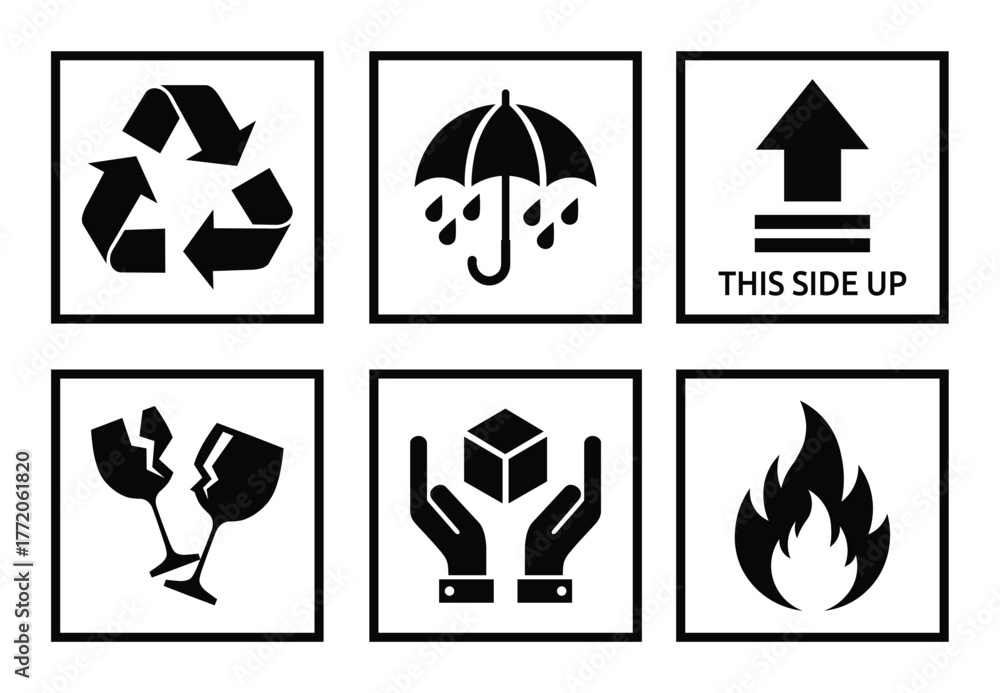 Vector de Stock Set of six shipping and handling symbols including ...