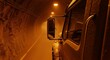 © Superb Footage - Truck driving through a brightly lit tunnel with orange walls