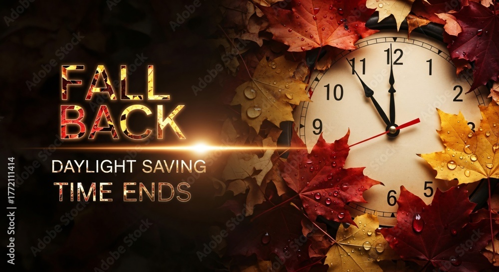 Fall Back Daylight Saving Time Ends Autumn Clock Change Reminder With ...