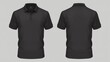 © Studio HK - illustration of blank black polo t-shirt template, front and back design isolated on white