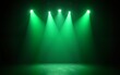 © wu - empty stage, bright green spotlights. start of the show. theater, concert hall. High quality