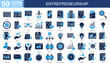 © Icon 5 - ENTREPRENEURSHIP icon collection set. Containing Office, Strategic Plan, Folder, recruitment employee, money management icon. Simple line vector