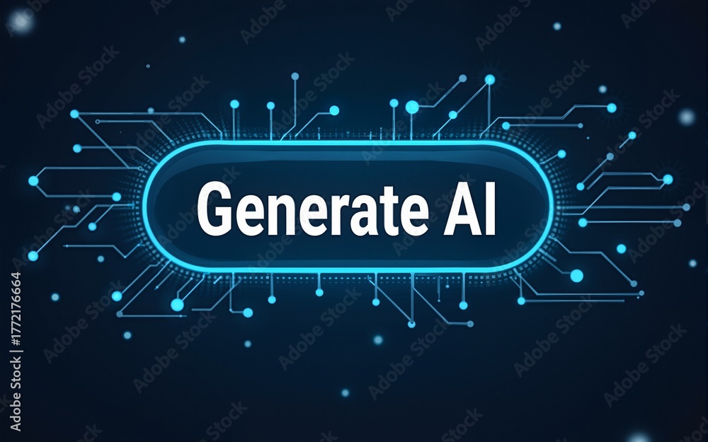 Generate AI button. Artificial intelligence and Machine learning ...