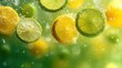© morepiixel - Fresh citrus slices, including lemons and limes, float in sparkling water, creating a vibrant and refreshing visual.