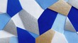 © Cherrita07 - Abstract geometric polygonal shapes with metallic texture in blue white silver and gold