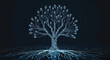 © asad - Digital circuit tree with glowing leaves against a dark technology background