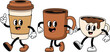 © SATHI - Three cartoon coffee cups with arms and legs walking together