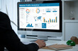 © InfiniteFlow - Computer software for website traffic analytics data on computer screen. Concept of SEO search engine optimization and customer targeting for online business brisk