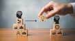 © Habiba - Hand placing a lightbulb idea block on a stack of blocks representing business growth and teamwork, symbolizing knowledge transfer and innovation