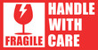 © R Design - Sticker fragile handle with care vector. warning label, fragile label with broken glass symbol, vector