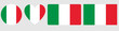 © Dugustock - Flag of Italy. Flag icon. Standard colours. wave flag Standard sizes. Rectangular flag. Computer illustration. Italian flag in round and heart shape. Vector illustration.
