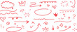 © Afshan - hand-drawn doodle elements, such as arrows, stars, hearts, crowns, and underline scribble vector illustration