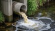 © Amin Rajput - Wastewater flowing from a concrete pipe into a river causing pollution