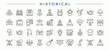 © Rubbble - Historical icon set. Minimal icons set. Vector illustration in modern line style. Archaeologic icon set. Contain linear symbols archaeologic, art, museum, history, heritage, exhibition and more.