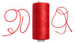 © House - A bright red spool of thread with loose loops on either side