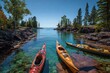 © Maryna - Canoes and Kayaks Docked on Northern Waters of Madeline Island in Lake Superior, Wisconsin