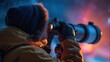 © Leo Rohmann - Individual observing celestial phenomena through a powerful telescope in a stunning nighttime landscape capturing the essence of exploration and wonder captured with clarity