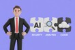 © Fahad - Man and AI puzzle pieces representing security, analysis, and cloud