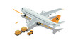 © Ophelia - Isometric airplane illustration with cargo loading on tarmac