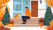 © Panglima - Man working on laptop on porch with cat, embracing remote work and the freedom of working from anywhere