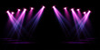 © kulinskaia - Pink spotlight stage background. Disco party projector light concert or show scene. Magic beam glow for nightclub or award winner with confetti glitter.