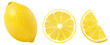 © Oleh - lemon fruits set, slice and half isolated on a white background, Fresh and Juicy lemons collection, clipping path.