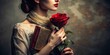 © Danicha - Elegant Woman Holding a Rose and Bible in a Fashionable Setting