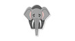 © Popu - Sad cartoon elephant face with droopy trunk and expressive eyes, conveying melancholy and empathy for emotional projects