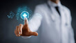 © Artem - High tech medical interface with holographic data panels and futuristic blue light design