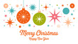 © Seth - Retro mid century modern christmas ornaments and starbursts with merry christmas and happy new year text