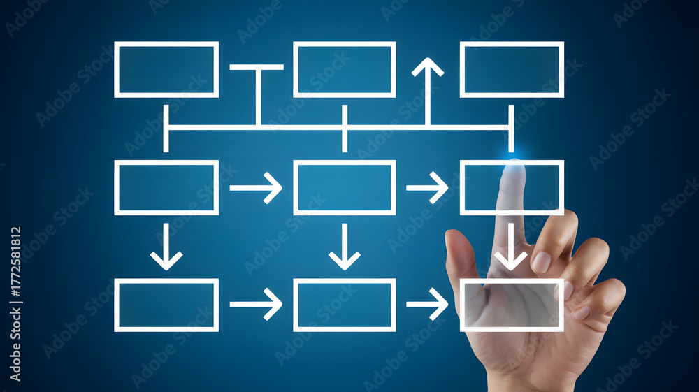 Ilustracja bez tantiem: Interactive flowchart interface shows business ...