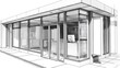 © Mundhut - Modern retail storefront illustration with glass windows and blank signage