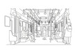 © aditya - Subway Car Interior with Passengers Sketch.