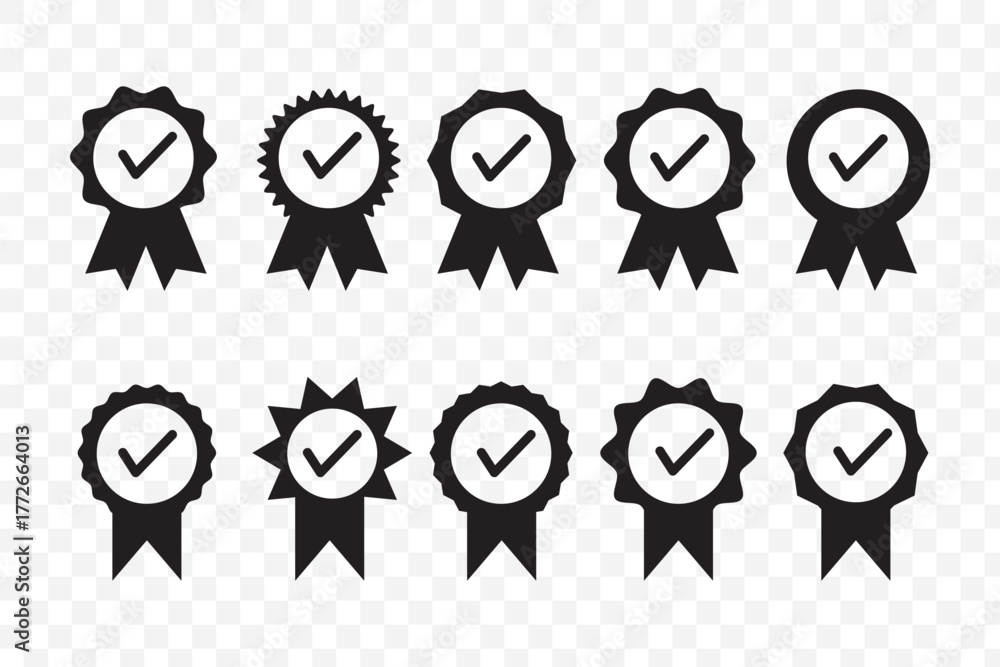 Verified badge icon tick symbol vector approved check mark icon. Set of ...