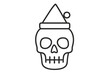 © Michael - Skull wearing santa hat celebrating macabre christmas holiday, line art icon on transparent background