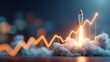 © Rifqi - A rocket takes off with a financial chart showing growth and success, concept for startup venture, business development and investment growth