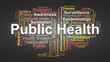 © Danawan Purbanggoro - Public Health Word Cloud. Key Concepts On Prevention, Wellness, Policy, Community Health, And Global Health Systems.