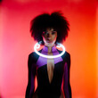 © Sammy Ai - Retrato futurista con luces de neón y estilo cibernético