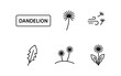 © 123levit - Minimalist dandelion line art collection with wind and leaf elements